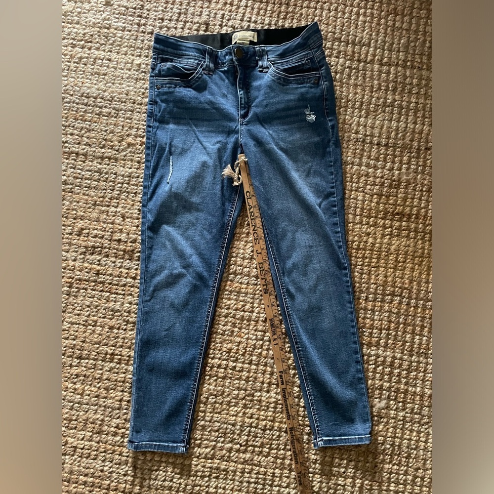 Democracy Dark Wash Distressed Skinny Jeans